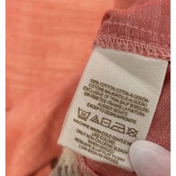 Free People Slubby Road Trip Lace Crochet Back Button Down Shirt Size Small Pink - Picture 9 of 10